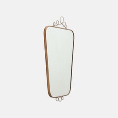 Mid-Century Italian Shaped Brass Wall Mirror with Loop Decorations, 1950s