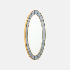 Cristal Art Oval Hand-Cut Beveled Smoked Glass Wall Mirror Model 2727, 1950s