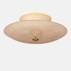 Pietro Chiesa for Fontana Arte Semi-Flush Mount Rose Etched Glass Ceiling Light
