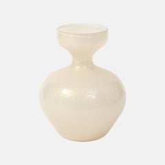 Flavio Poli for Seguso Vetri d’Arte Lattimo Glass and Gold Leaf Vase Italy 1940s