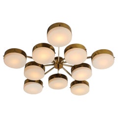 Lámpara de techo grande y poco común de diez brazos diseñada por Gio Ponti para Arredoluce, de alrededor de 1955. Certificado