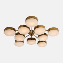 Lámpara de techo grande y poco común de diez brazos diseñada por Gio Ponti para Arredoluce, de alrededor de 1955. Certificado