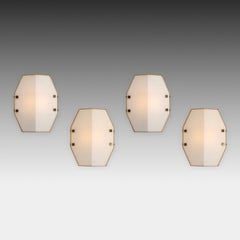 Elio Monesi for Arredoluce Rare Pairs of Octagonal Sconces Model 12880 or 12898