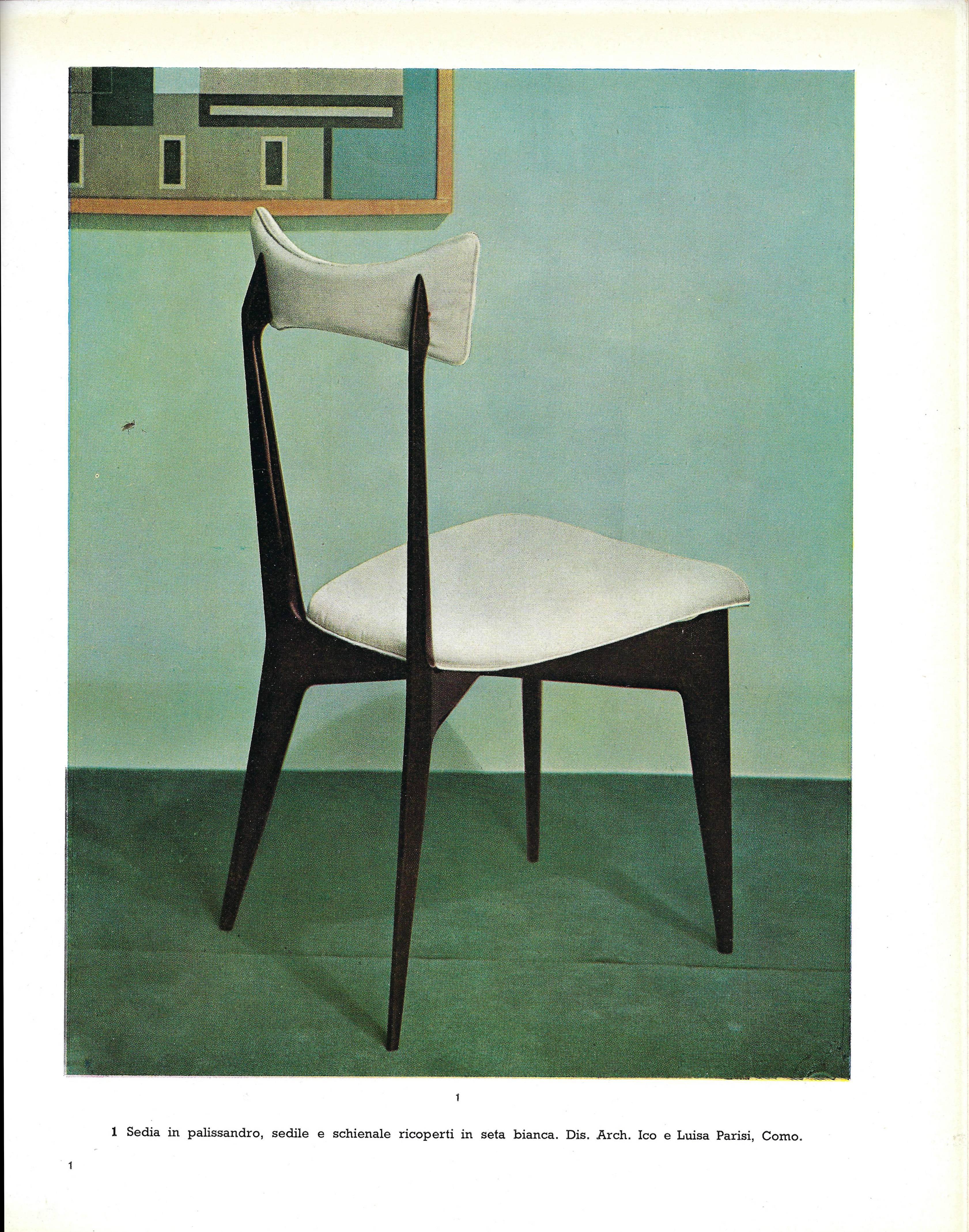 Milieu du XXe siècle Ico & Luisa Parisi ensemble rare de six chaises de salle à manger en bois de rose en vente