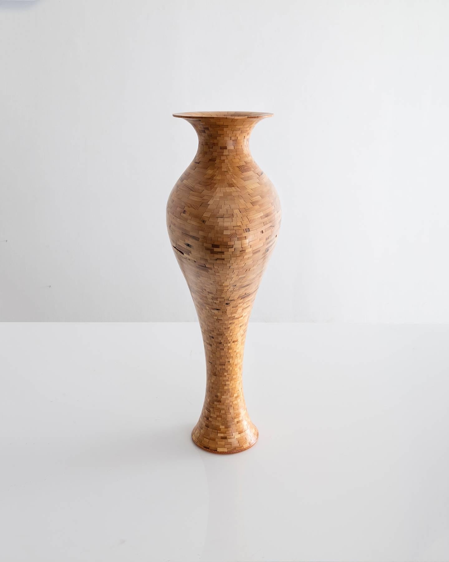 large wood vase
