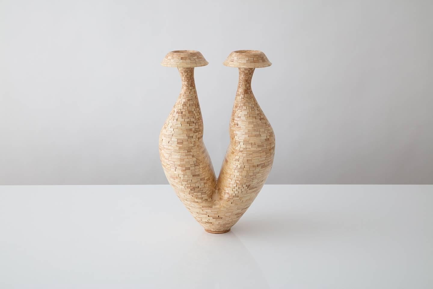 Modern STACKED Two Headed Ash Vase by Richard Haining, Available Now