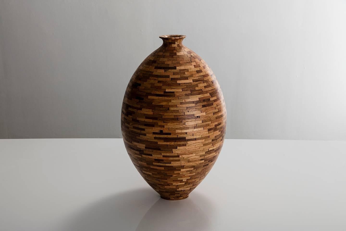 large wood vase