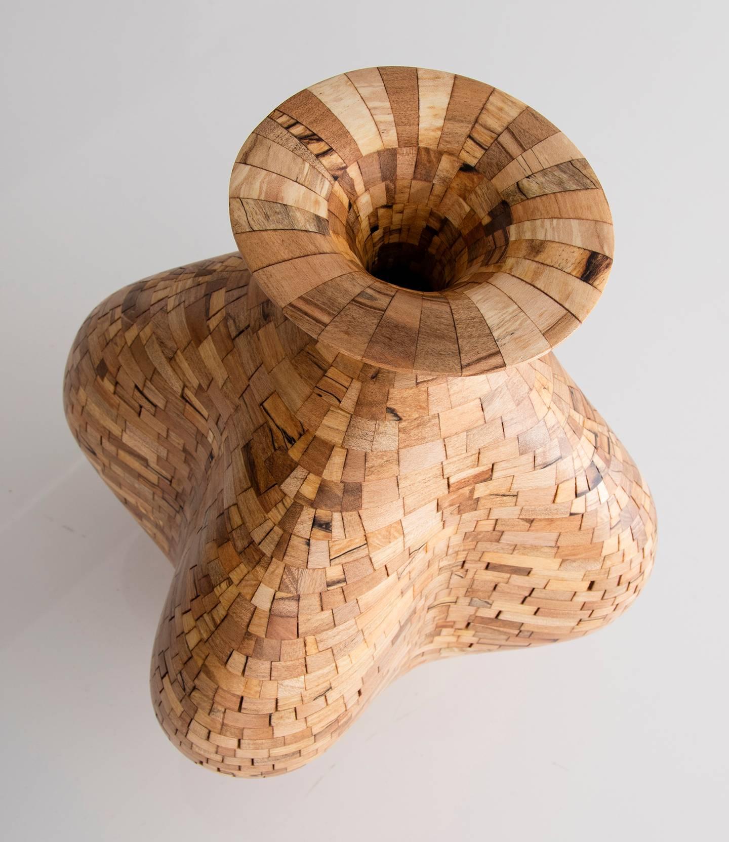 Modern Contemporary American Wooden Vase, Spalted Maple, Handmade, Sculpture, In Stock