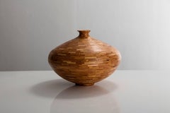 Contemporary American Wooden Vase, Heart Pine, Handmade, Sculpture, In Stock