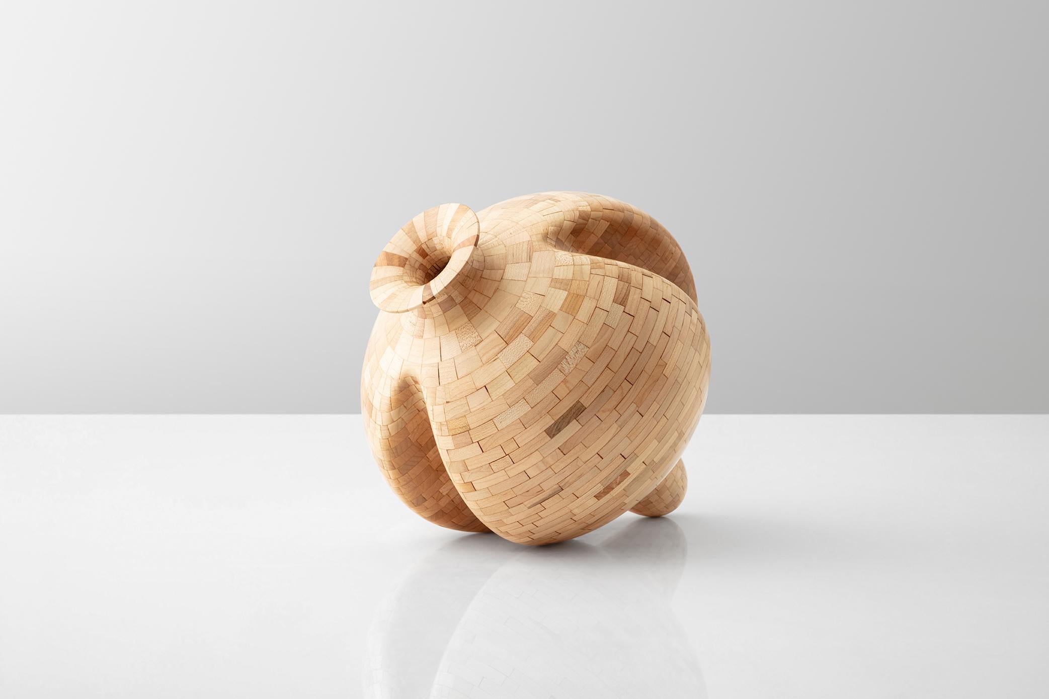 Modern STACKED Triple-Fluted Maple Vessel by Richard Haining, Available Now For Sale