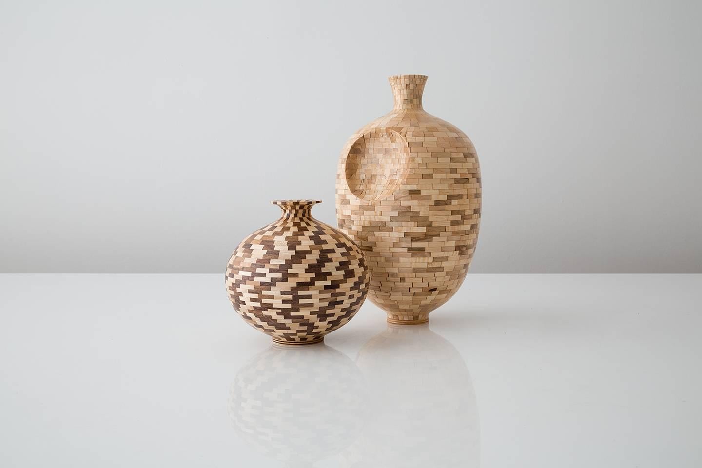Modern Contemporary STACKED Maple Vase with Dimple by Richard Haining, In Stock