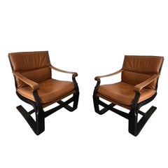 Pair of Nelo, Sweden Leather Armchairs, 1960s