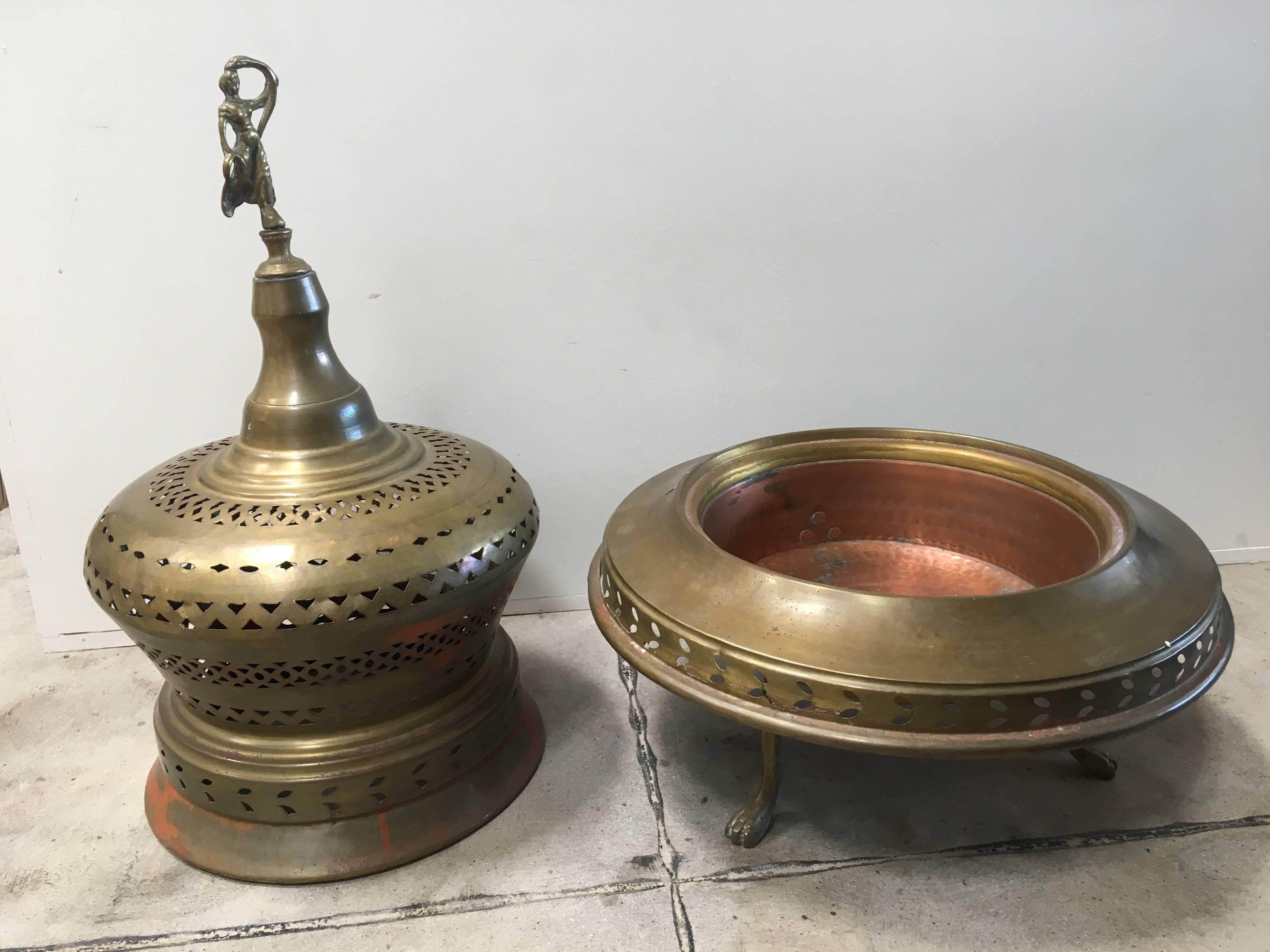 20th Century Vintage Brass Moroccan Brazier Tagine