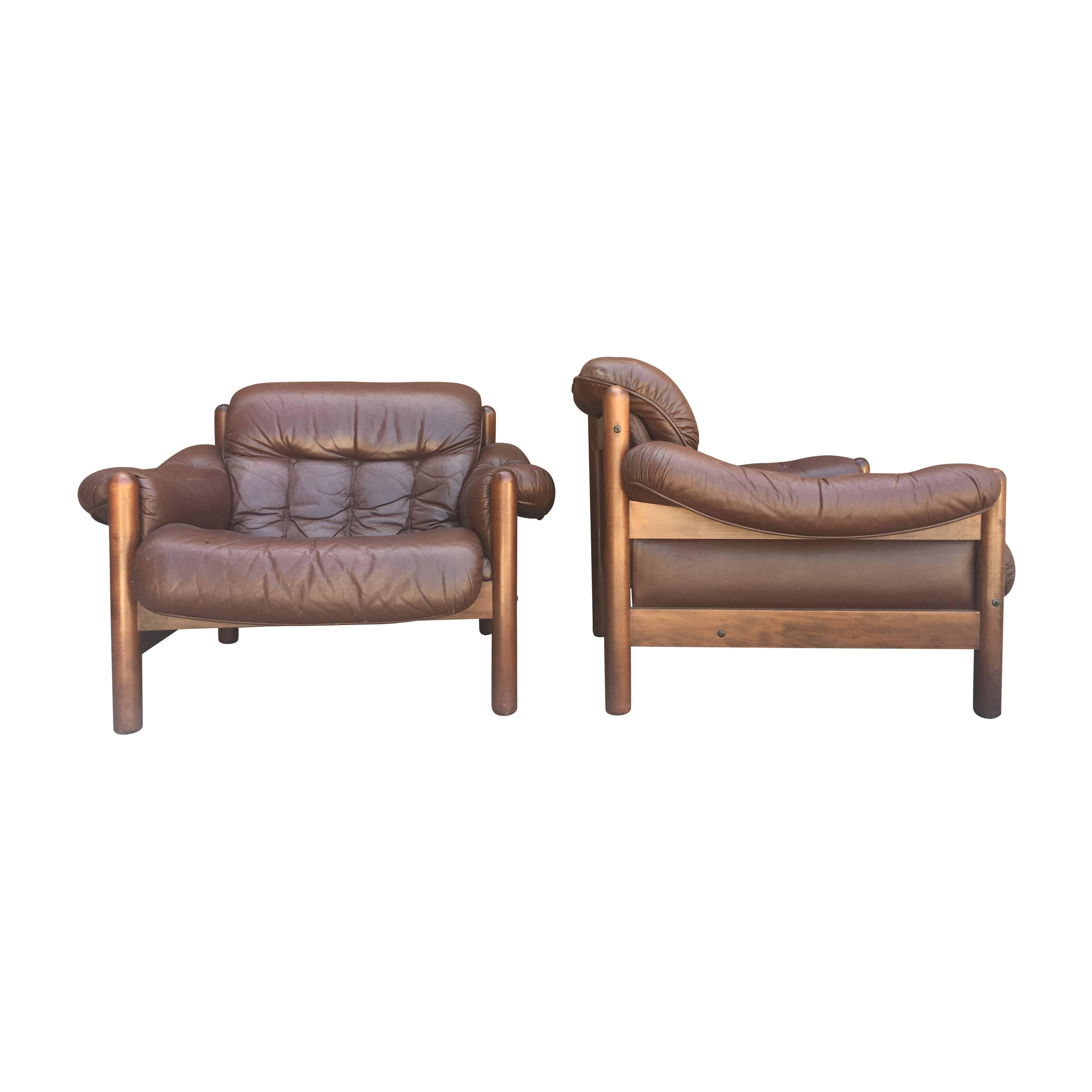 Pair of Göte Möbler Swedish Lounge Chairs