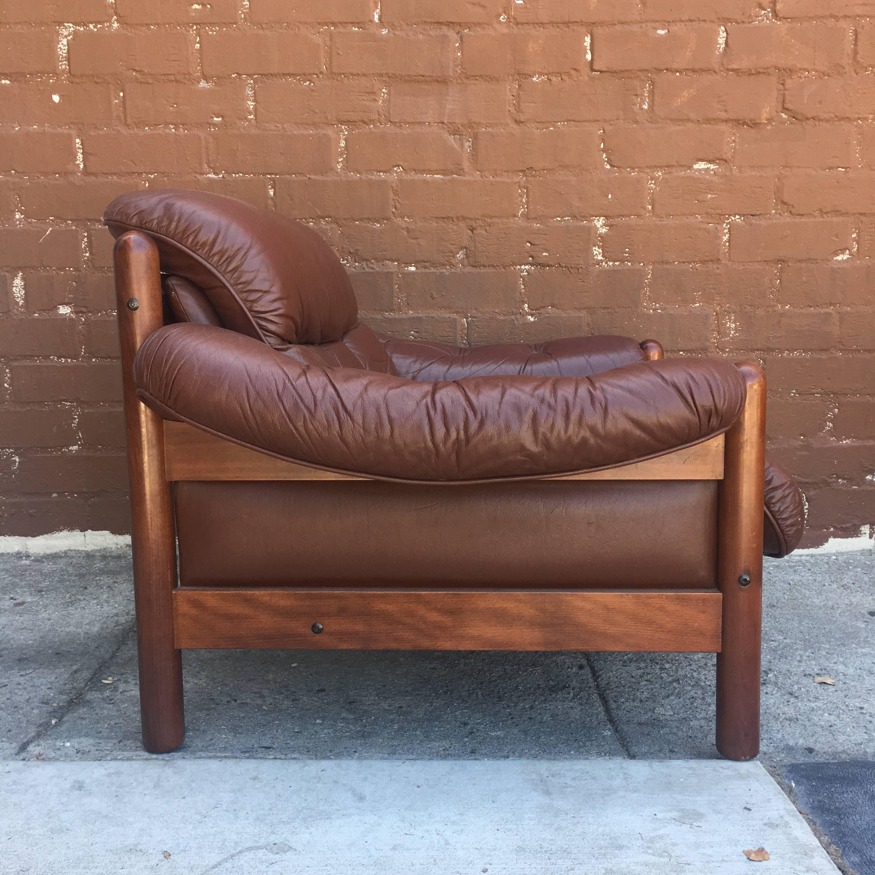 Leather Pair of Göte Möbler Swedish Lounge Chairs