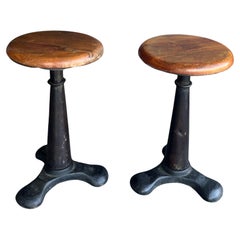 Pair of Vintage Singer Industrial Adjustable Stools