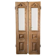 Antique French Wood Doors with Glass Panels