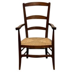 Fauteuil d'appoint vintage français en jonc tressé