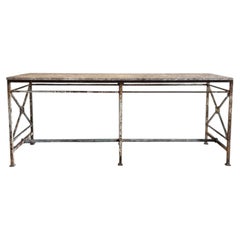 Vintage Iron Table with Stone Top