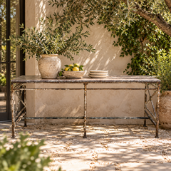 Vintage Iron Table with Stone Top