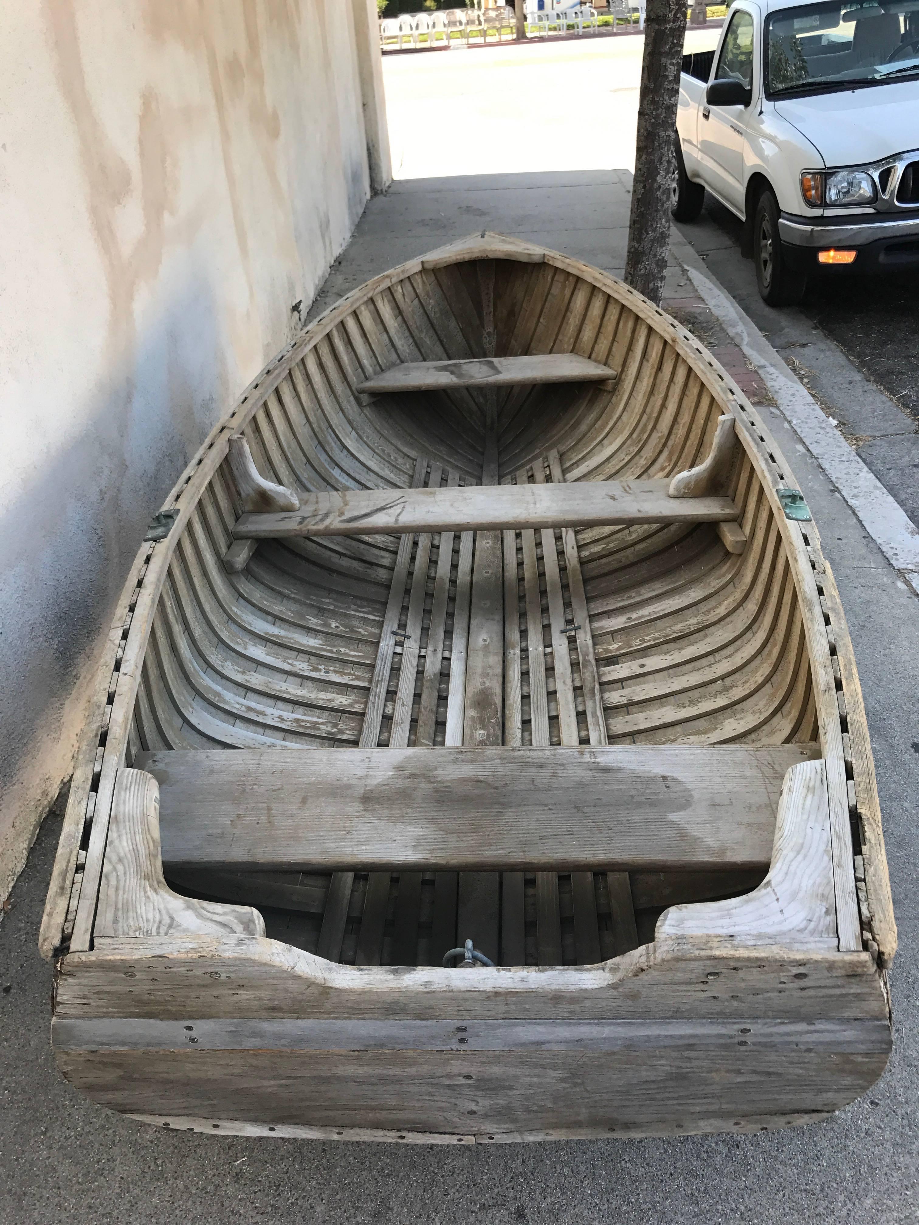 Early 20th Century Vintage Wood Row Boat In Good Condition In Los Angeles, CA