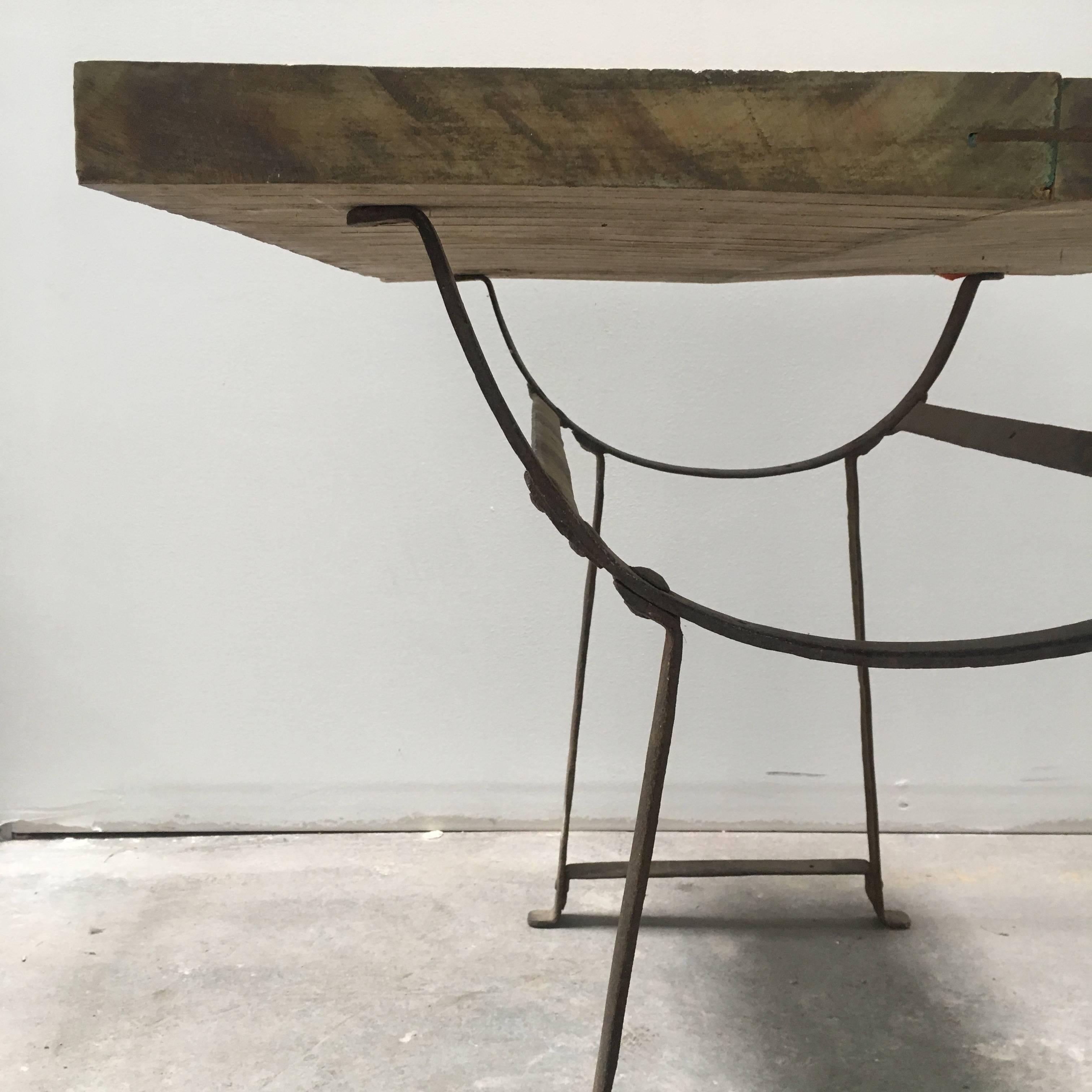 19th Century Wood and Metal Trestle Table 3