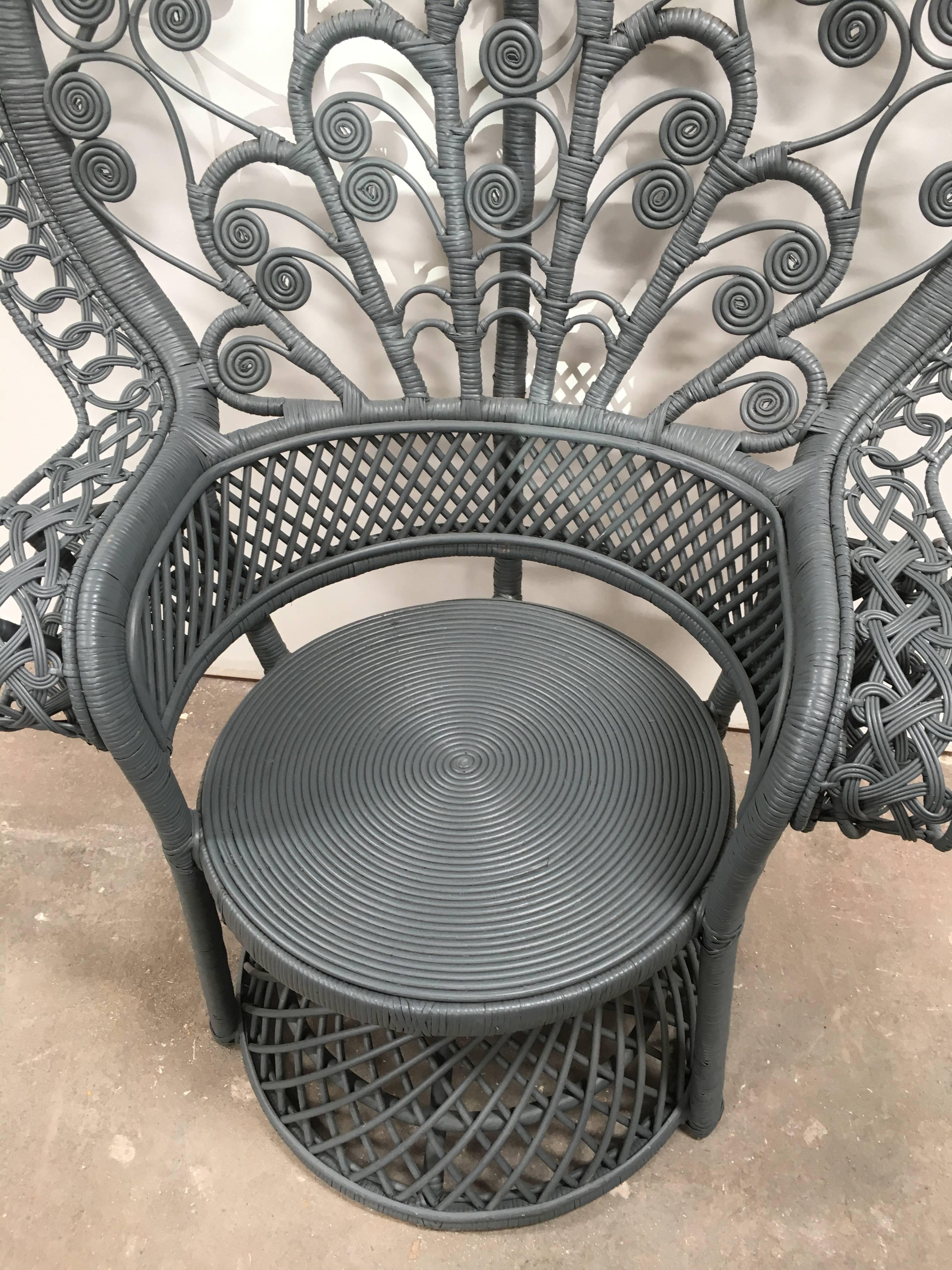 American Mid-Century Rattan Fan Chair