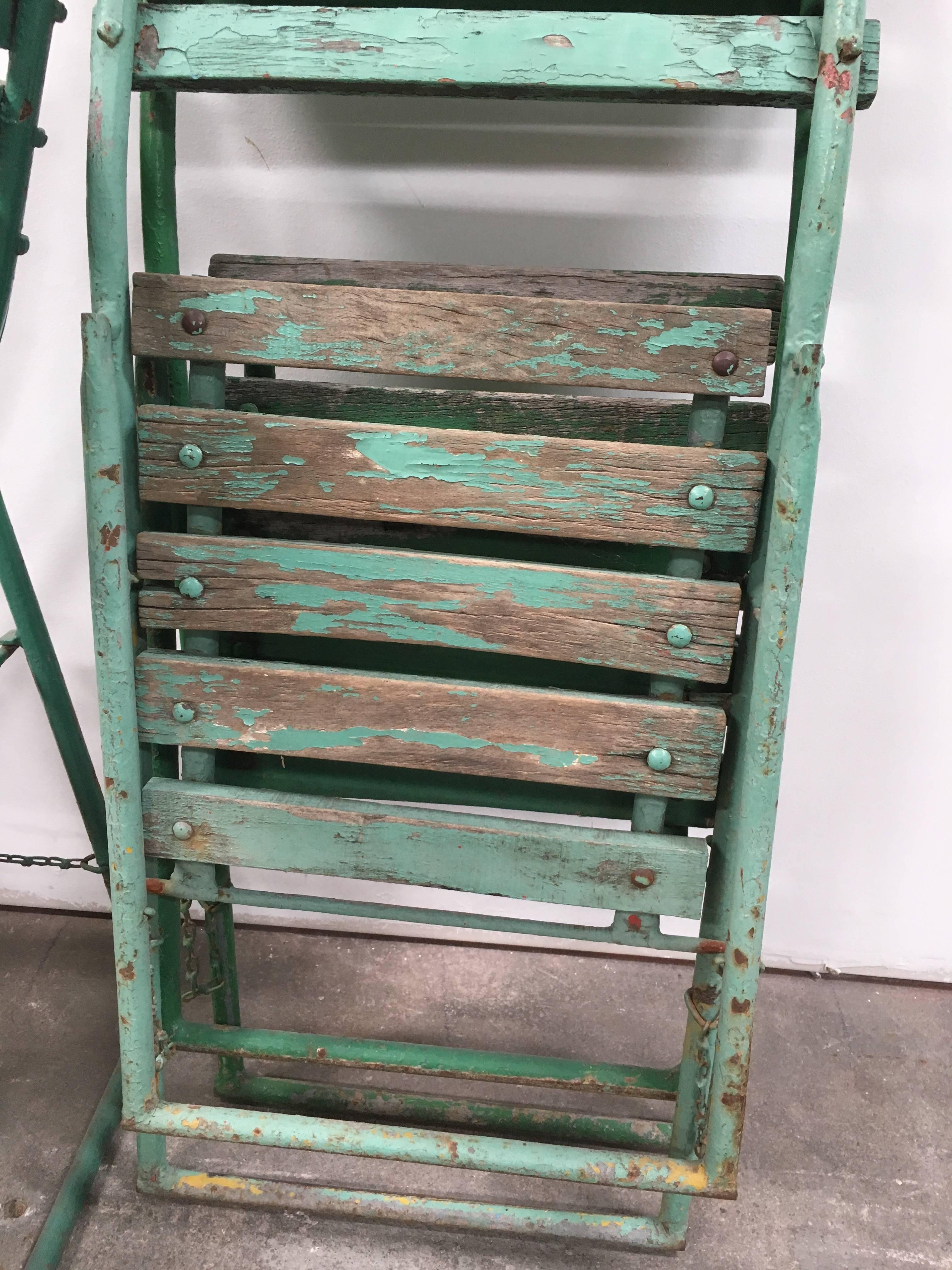 Six Antique French Wood and Metal Folding Chairs at 1stDibs