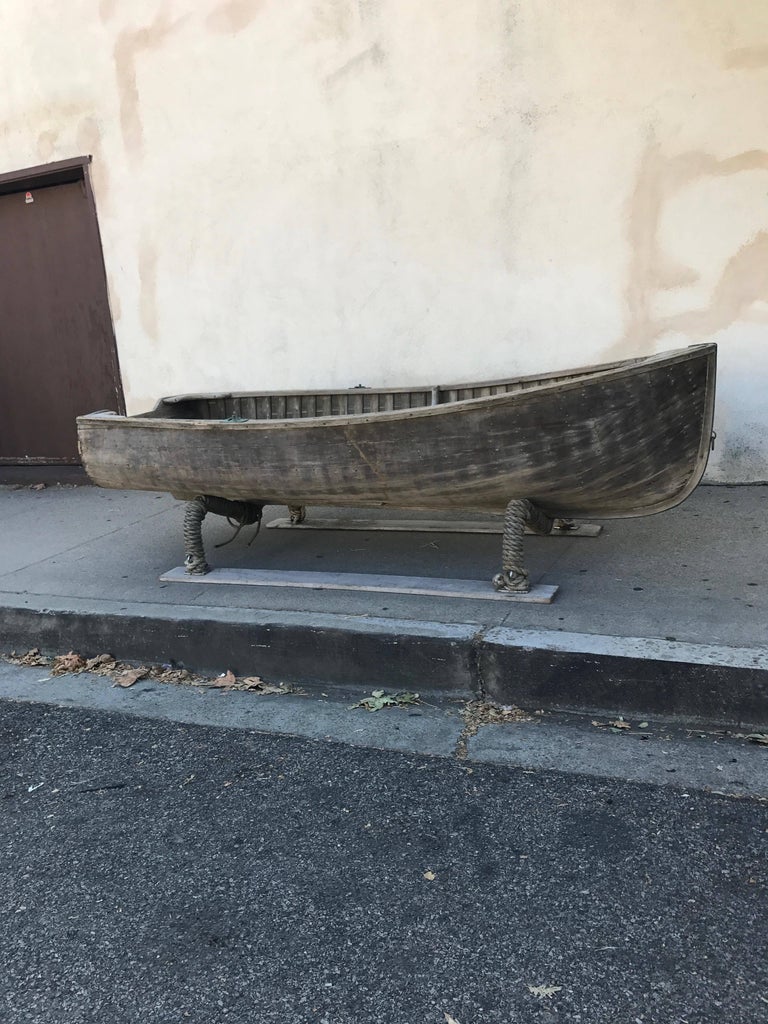 Antique Wooden Rowboat with Two Oars For Sale at 1stdibs