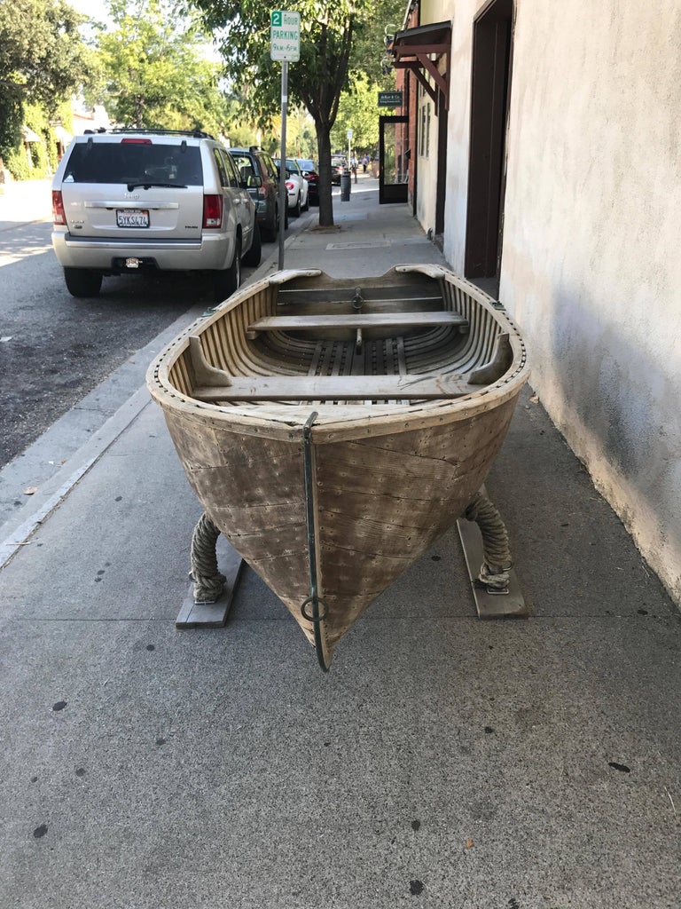 Antique Wooden Rowboat with Two Oars For Sale at 1stdibs