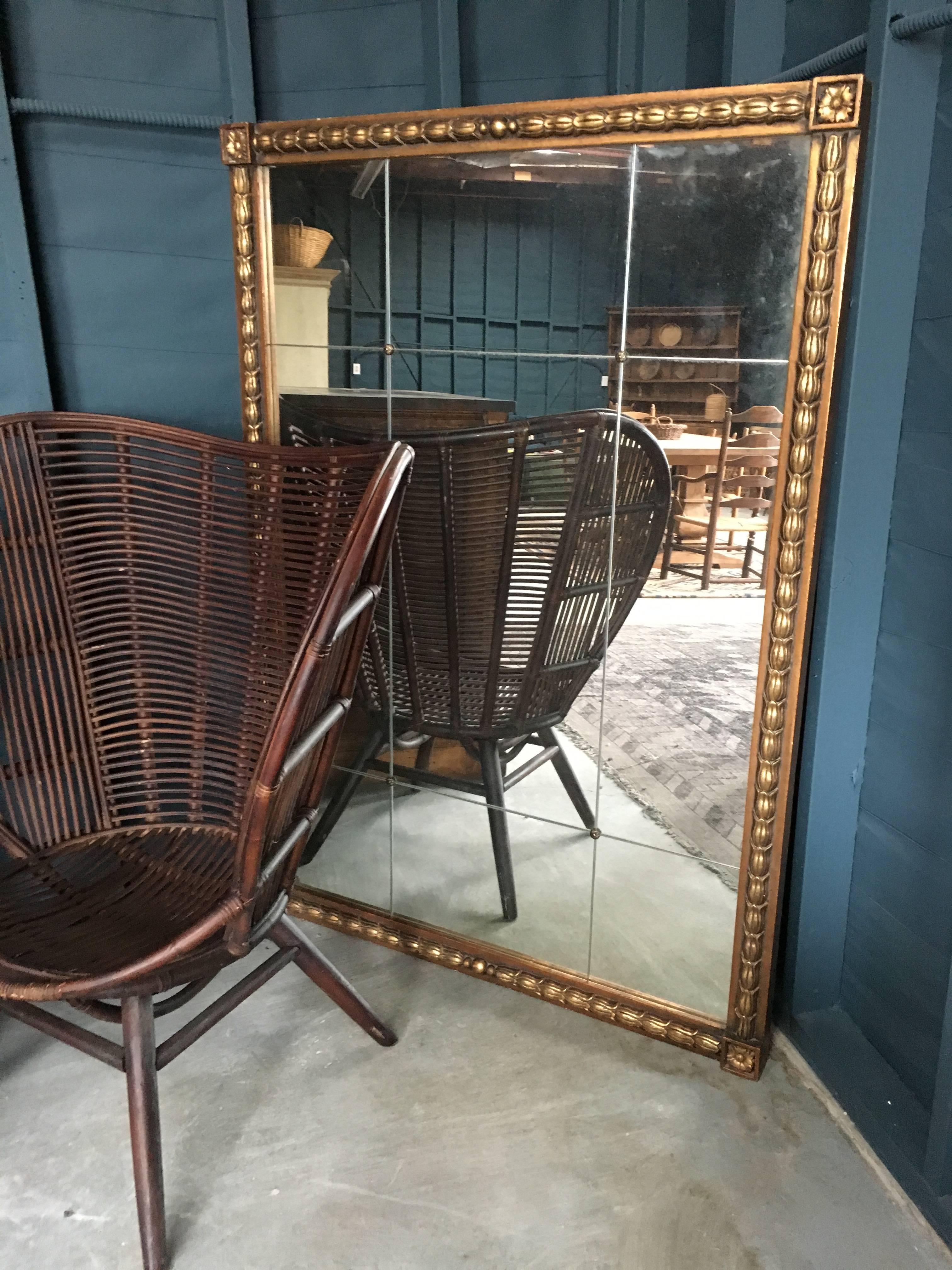 Vintage French Gilded Multi-Pane Mirror In Excellent Condition In Los Angeles, CA