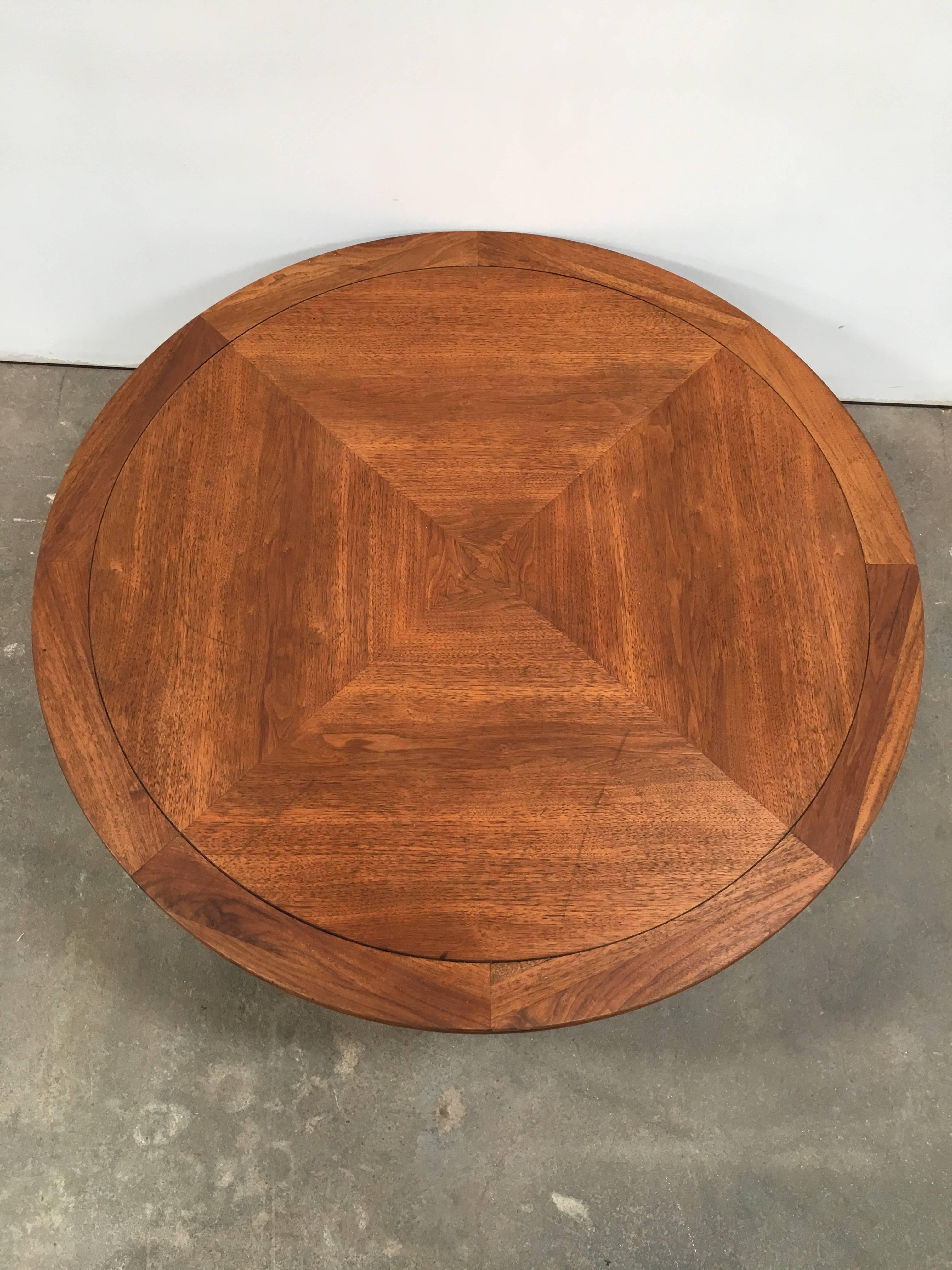 Midcentury Wooden Inlay Coffee Table with Maker's Mark In Excellent Condition In Los Angeles, CA