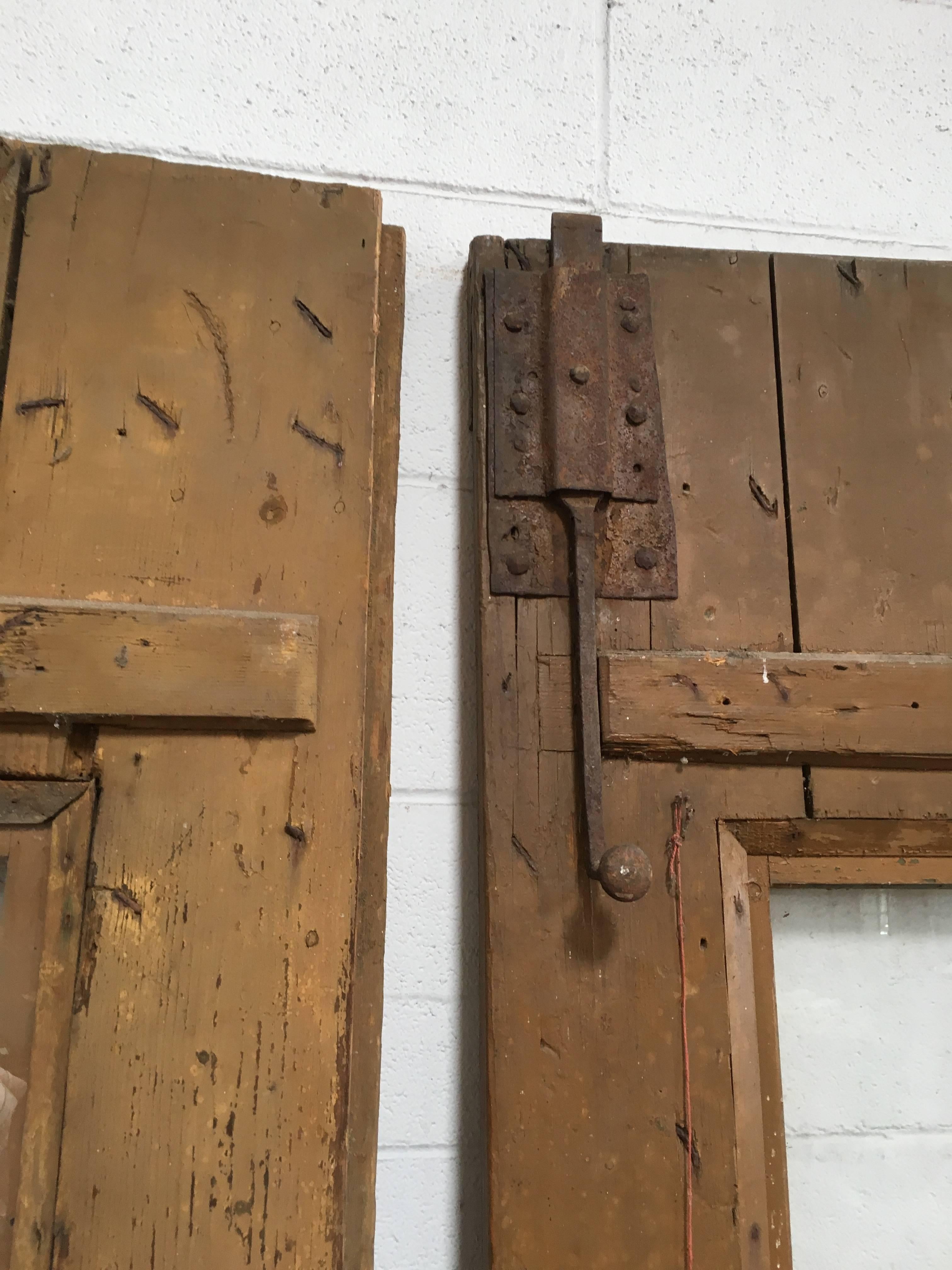 Carved Pair of Antique European Farm Doors