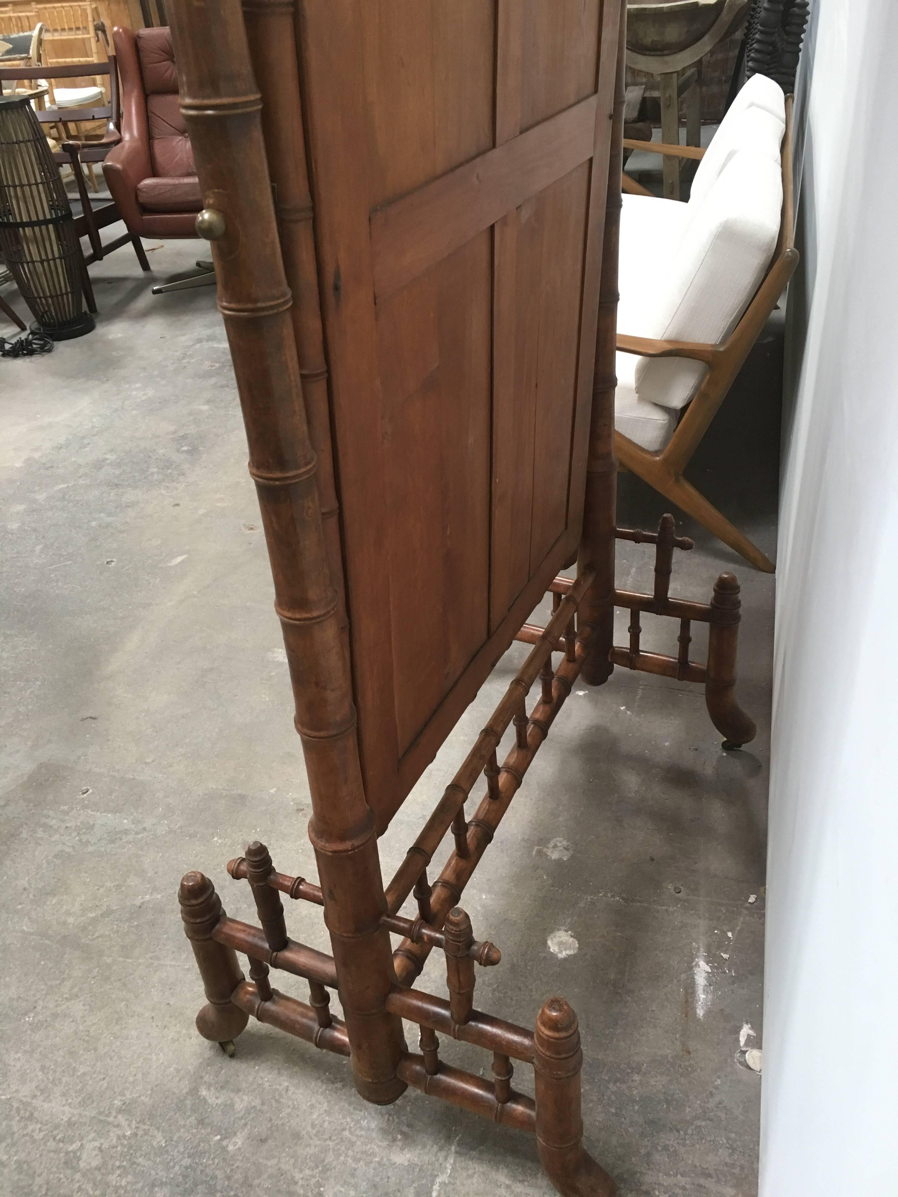 19th Century Late 1800s French Colonial Faux Bamboo Floor Mirror