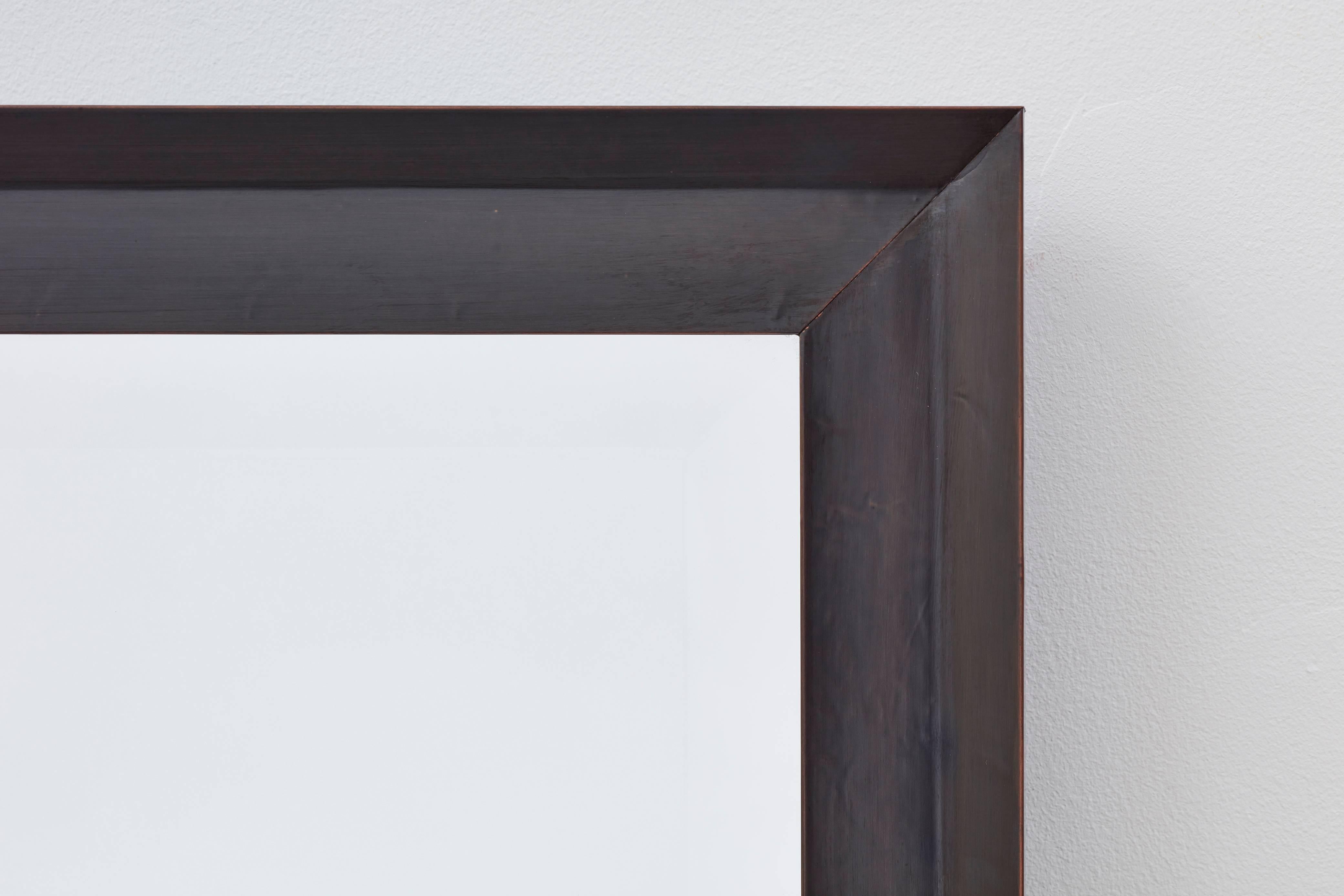 Modern Bark Frameworks Blue Point Copper Clad Full Length Mirror with Dark Patina For Sale