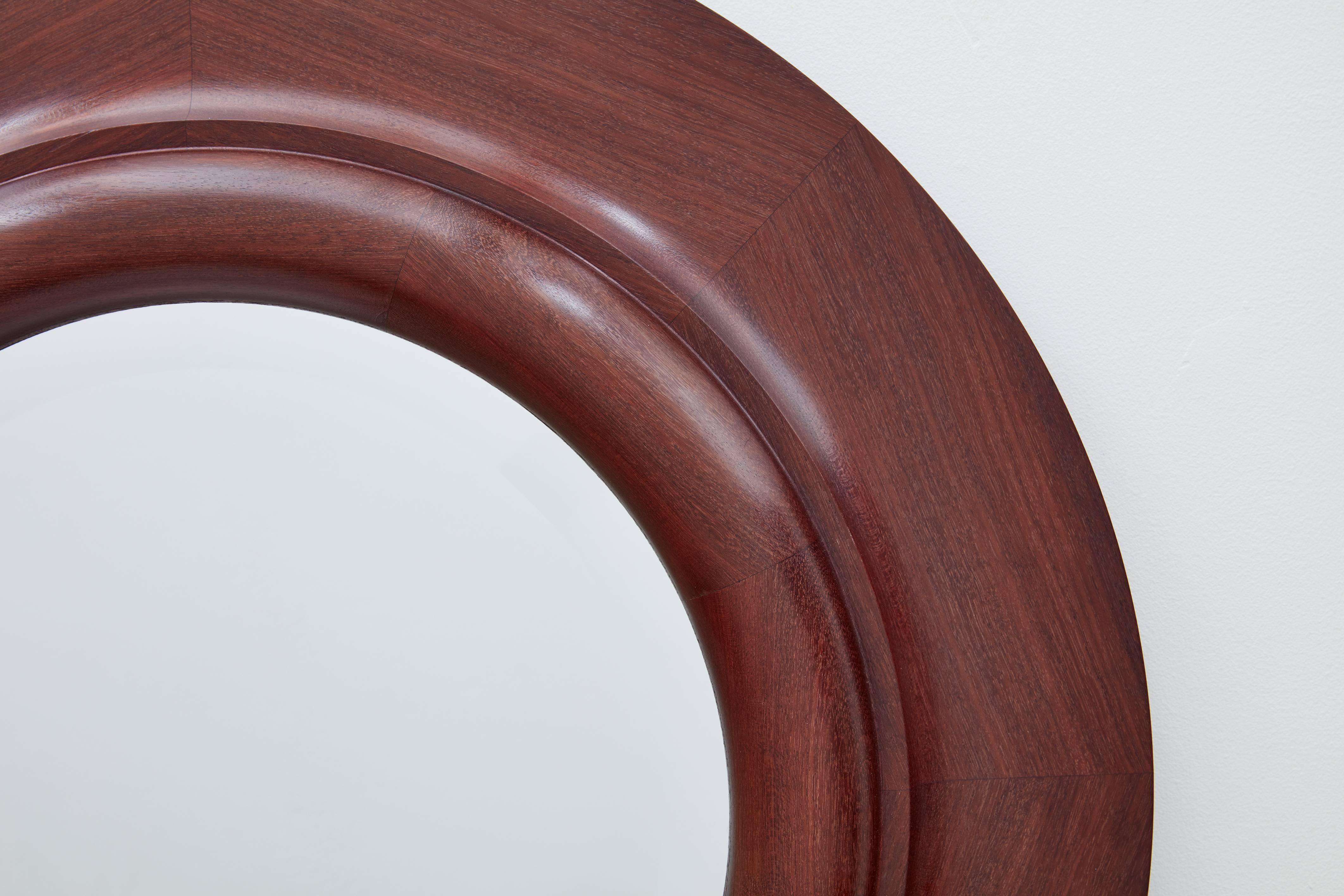 Organic Modern Doric Column Circular Wood Wall Mirror by Bark Frameworks For Sale