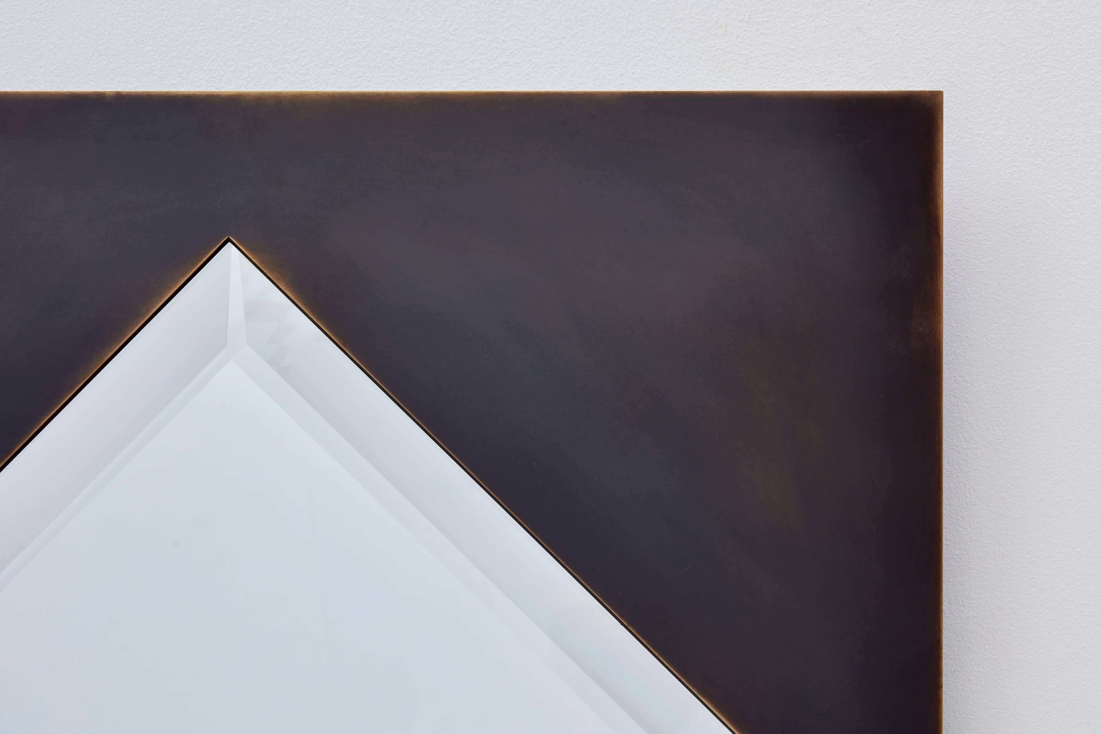 Modern Dakhla No. 2 Copper Diamond Shaped Beveled Mirror by Bark Frameworks For Sale