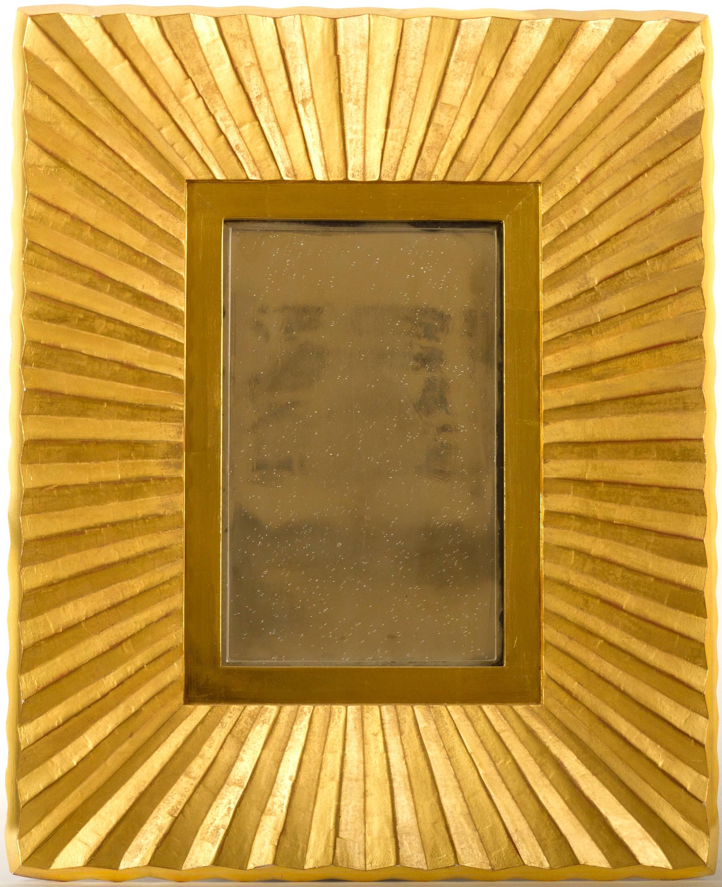 American Bark Frameworks 23-Karat Gold Pleated Wall Mirror, Designed by Jared Bark For Sale