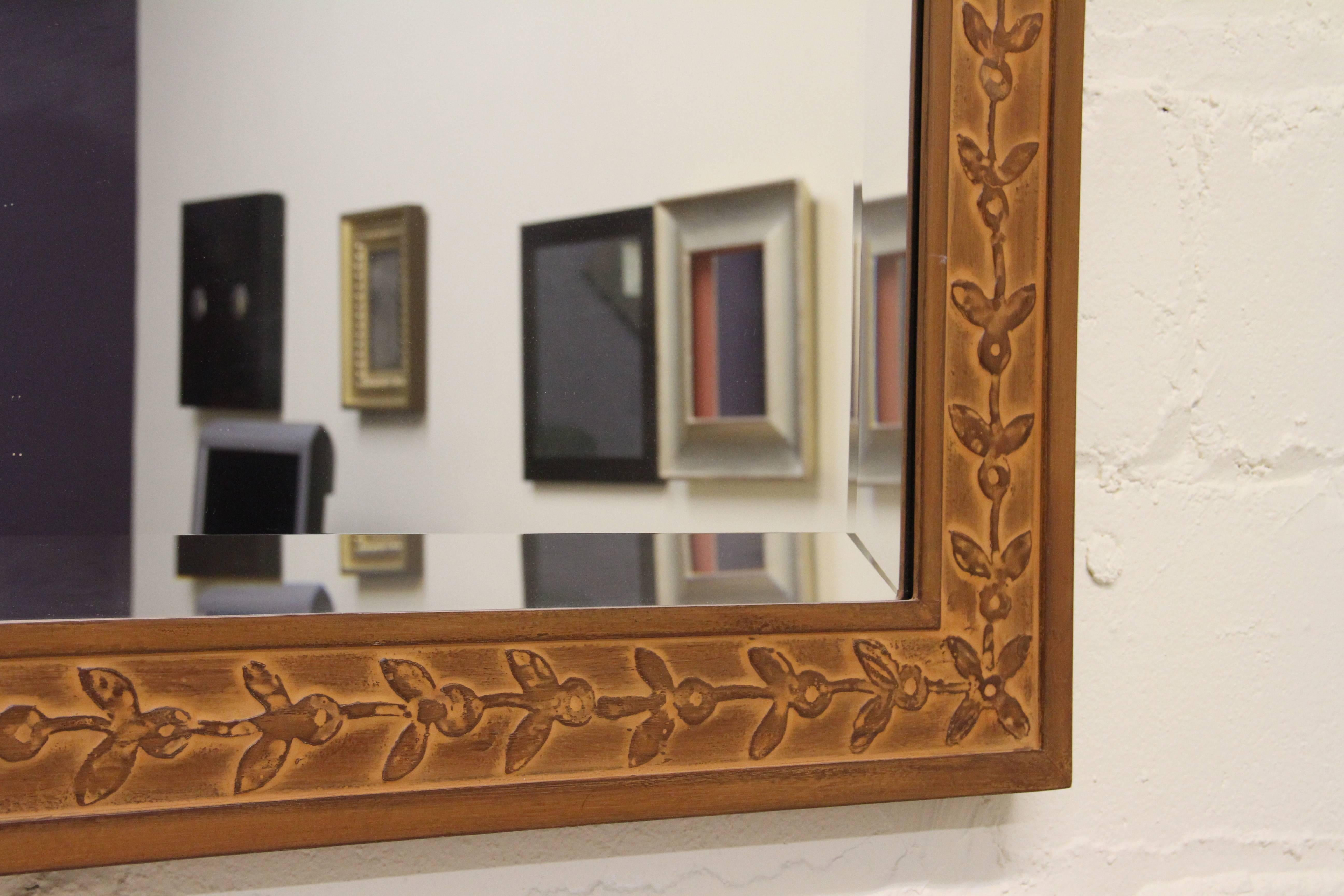 Hand-Crafted Bark Frameworks Nabi Wall Mirror with Custom Tile Print from Jozsef Rippl-Ronai For Sale