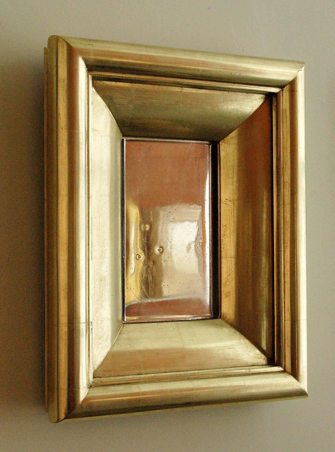 Burnished Degas No. 5 Modern Wall Mirror, Gilded in 23-Karat Yellow Gold, Bark Frameworks For Sale
