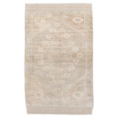 Vintage Anatolian Rug in Soft Blush and Sand with Diamond Medallion
