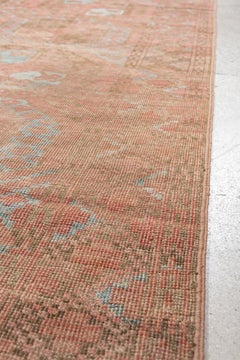Vintage Afghan Rug in Faded Coral with Octagonal Gul Pattern