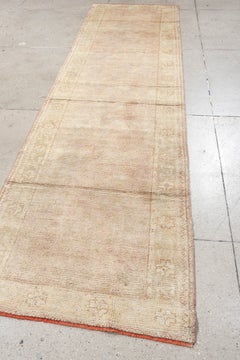 Vintage Turkish Oushak Runner in Washed Blush and Ivory