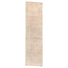 Vintage Turkish Oushak Runner in Washed Blush and Ivory