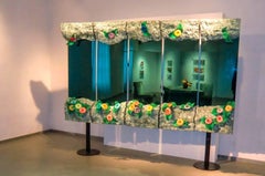 Mirror "Rivers Sections" Unique Copy Hand-Carved Polyurethane Blue Mirror