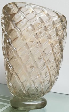 Barovier Midcentury Murano Glass and Gold Leaf Italian Vase, 1940