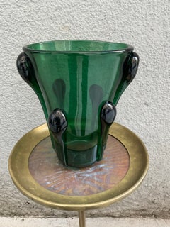 VETRERIE D’EMPOLI – Kegelstumpfförmige Vase mit Heißapplikationen. ITALIEN 1950