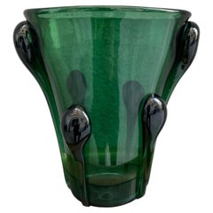 VETRERIE D’EMPOLI – Kegelstumpfförmige Vase mit Heißapplikationen. ITALIEN 1950