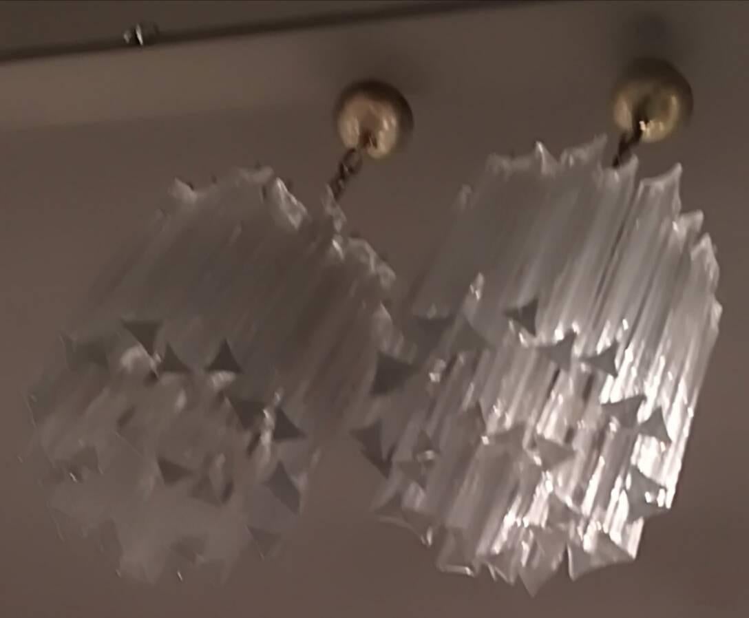 Chandeliers 1958 Irrident Transparent, Triedri Murano Glass Venini In Excellent Condition In Milano, IT