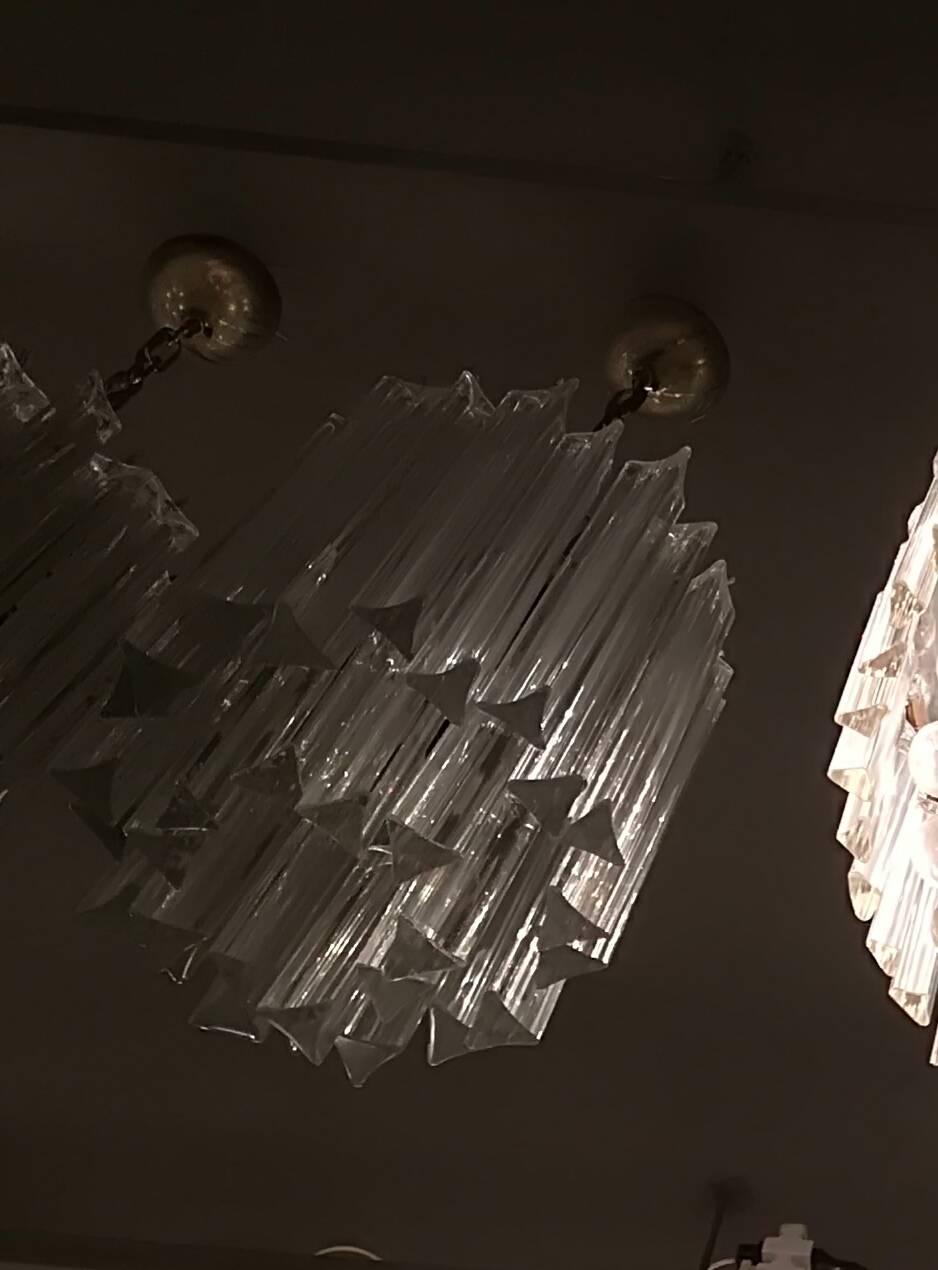 Chandeliers 1958 Irrident Transparent, Triedri Murano Glass Venini 1